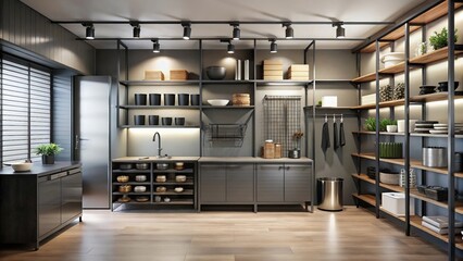 Sleek modern kitchen pantry with wood accents offers stylish storage solutions and organization, making cooking convenient and inspiring culinary creativity