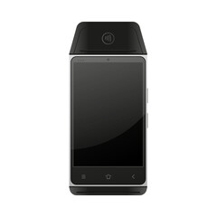 Payment modern Terminal mockup. Pos terminal with blank screen. Cash register. Credit card machine. Vector illustration.