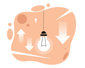 Business Light Bulb with Sales Arrow Graph Idea. Start up concept, company leadership and generating bright ideas vector art