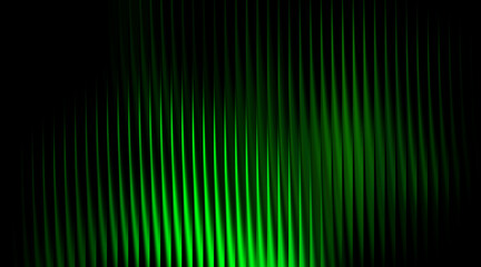 Abstract vertical green light streaks ethereal flowing pattern on dark backdrop