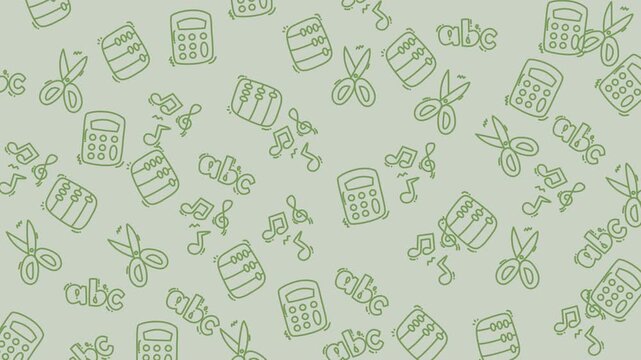 Hand Drawn School Supplies Repeating Pattern Video.