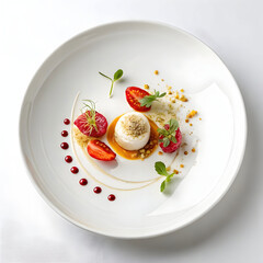 minimal white ceramic plate with luxury fine dinin