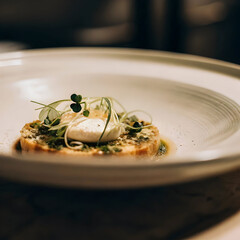 minimal white ceramic plate with luxury fine dinin