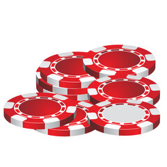 casino red chips isolated on white realistic vector 3d objects