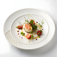 minimal white ceramic plate with luxury fine dinin