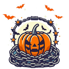 Vector design of Template element Hallowen pumpkins in Barbed wire winding  