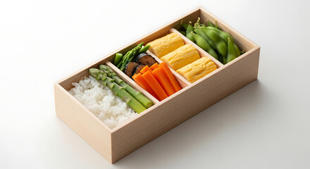 Authentic Bento Box Delight A colorful assortment of Japanese culinary goodness for a delicious and healthy meal