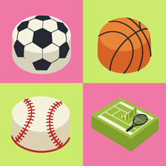 set illustration vector graphic of sports themed birthday cake