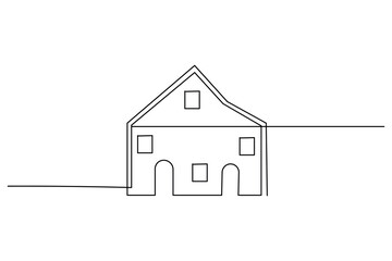 Minimal line art illustration of a house showing modern design and simplicity on a white background