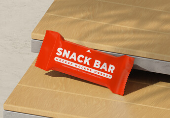 Energy or Protein Snack Bar Wrapper Mockup on a Minimalist Beige Background
