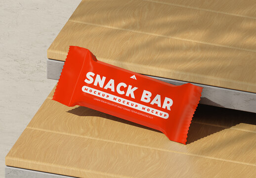 Energy or Protein Snack Bar Wrapper Mockup on a Minimalist Beige Background