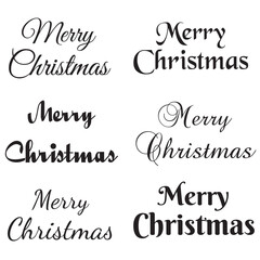 A collection of festive Christmas text vector typography designs. Christmas, year end, stickers, brochures, posters, banners, social media, greeting cards, labels, calligraphy, handwriting.