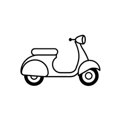 Obraz premium Outline drawing of a motor scooter on transparent background silhouette
