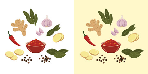 Flat Design African Spices and Harissa