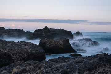 Travel sea ocean in Taitung in Taiwan with big rock ssea ​​cave