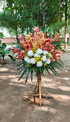 Flowers and orchids are blooming beautifully.
