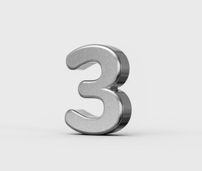 Naklejka premium Glossy silver 3D three with rounded forms and bright metallic highlights. 3d illustration