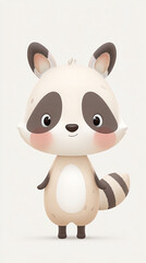 Naklejka premium Cute cartoon raccoon with big eyes and blushing cheeks