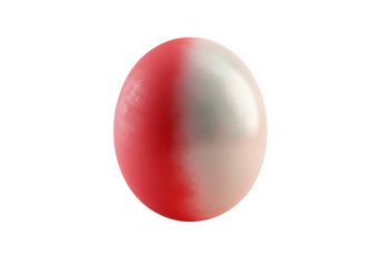 A single oval object with a split red and white color gradient isolated on transparent background