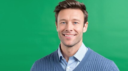 Modern Man's Serenity: A poised individual, radiating confidence and approachability, exudes an aura of ease and reassurance with a calming background.