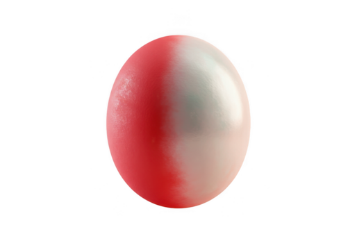 A single oval object with a split red and white color gradient isolated on transparent background