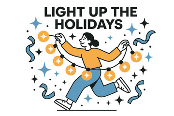 Holiday Crafting Glow. DIY craft ideas for holiday decorations. Character stringing glowing fairy lights with