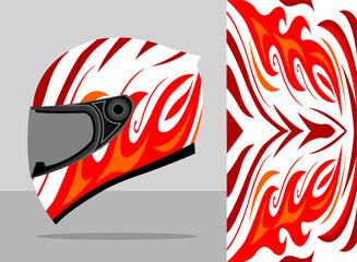 helmet wrap design with white and red fire color theme