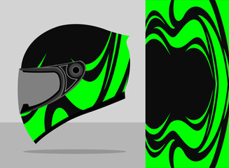 helmet wrap design premium with black and green  color theme