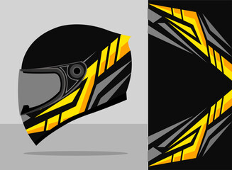helmet wrap design premium with black and yellow color theme
