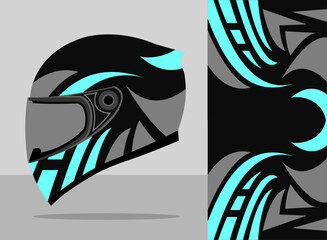 helmet wrap decal design with black and blue color theme