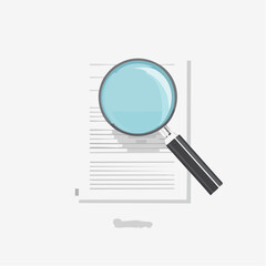 Magnifying Glass Over Document with Text Lines Symbolizing Analysis, Scrutiny, and Investigation