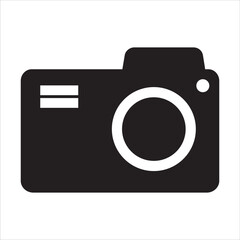 Camera silhouette vector icon. Simple flat photography icon design.