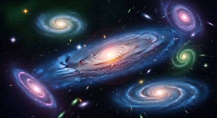 Spiral Galaxies in Deep Space.