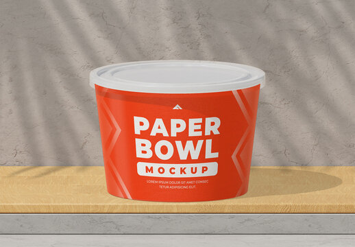 Disposable Cardboard Paper Bowl Mockup for Food, Soup, or Takeout Branding