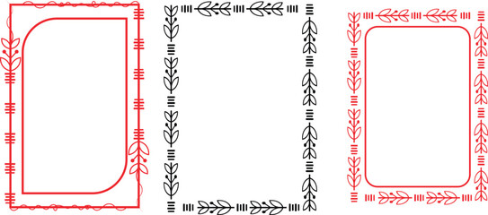 set of red and white frames