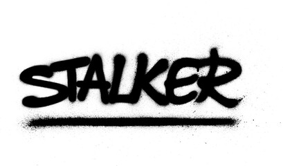 graffiti stalker word sprayed in black over white
