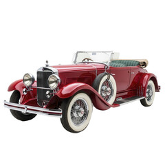 Classic Red Convertible Car with White Wall Tires.