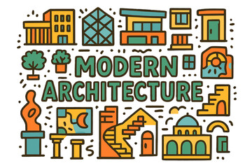 Modern Architecture Doodle. Modern Architecture. Hand-drawn doodle illustration of Modern Architecture.