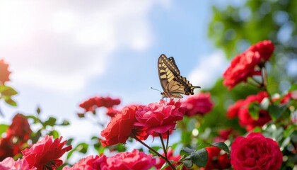 Butterfly in the garden of roses
