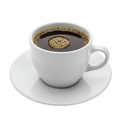 Obraz premium White Coffee Cup With Black Hot Coffee Isolated On White Transparent Background