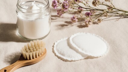 Sustainable Clean Beauty Flat Lay on Linen