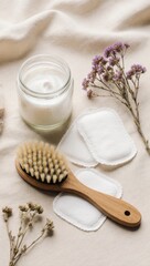 Sustainable Clean Beauty Flat Lay on Linen