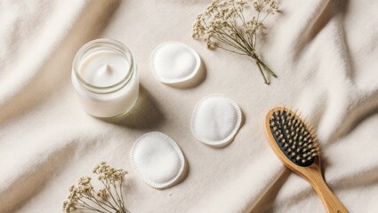 Sustainable Clean Beauty Flat Lay on Linen