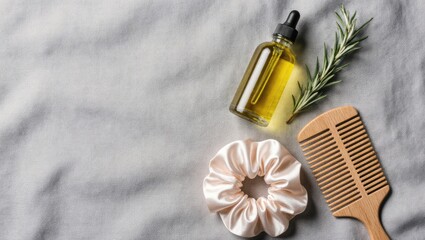 Hair Care Ritual Flat Lay with Natural Accessories