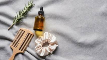 Hair Care Ritual Flat Lay with Natural Accessories