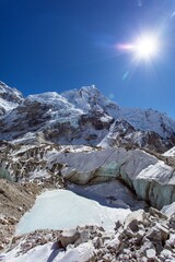 Morning sun from Mount Everest base camp