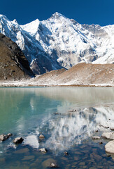 Mount Cho Oyu reflecting lake Nepal Himalaya mountain