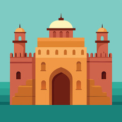 indian fort with sandstone arch entry  (1).eps