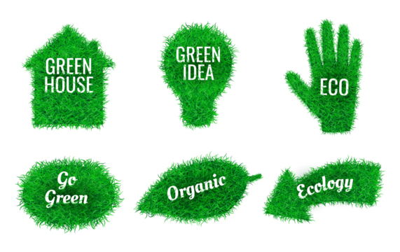 Green grass symbols for eco friendly concepts and sustainability