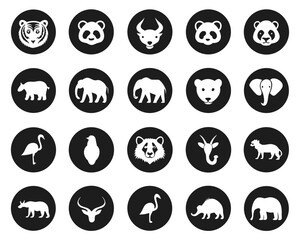 Set of 20 asian animal silhouettes vector icons scalable illustration eps vector